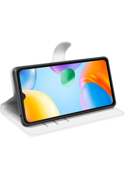 Xiaomi Için Redmi 10C/REDMI 10 (Hindistan) Stand Fonksiyon Litchi Doku Deri Kılıf Cüzdan Manyetik Cep Telefonu Koruyucu-Beyaz (Yurt Dışından) fırsatları