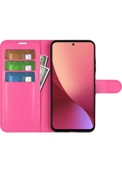 Xiaomi Için 12 Lite Litchi Doku Telefon Kılıfı Pu Deri+Tpu Ayarlanabilir Stand Cüzdan Koruyucu Telefon Kapak Çizgisi (Yurt Dışından)