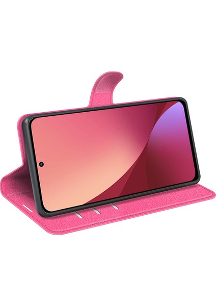 Xiaomi Için 12 Lite Litchi Doku Telefon Kılıfı Pu Deri+Tpu Ayarlanabilir Stand Cüzdan Koruyucu Telefon Kapak Çizgisi (Yurt Dışından)