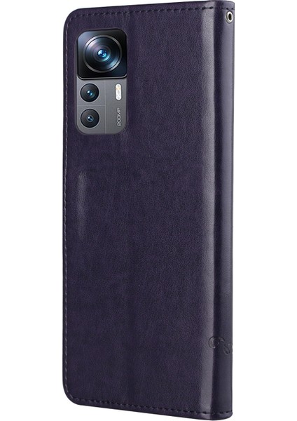 Xiaomi 12T 5g/redmi K50 Ultra 5G/12T Pro 5g Kelebek Çiçek Baskılı Pu Deri Telefon Kılıf Cüzdan Stand Tam Koruma Kapak-Dark Mor (Yurt Dışından) indirimleri