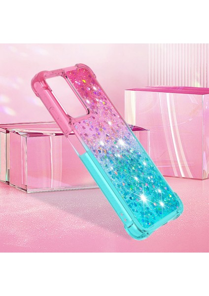 Xiaomi Poco M4 5g/redmi Için Not 11E 5g/redmi 10 5g/redmi 10 Prime+ 5g, Yb Quicksand Esnek Tpu Glitter Sparkle Telefon Kılıfı Gradyan Renk Yüzen Sıvı Quicksand Cover-Pink/sky-Mavi (Yurt Dışından) modelleri
