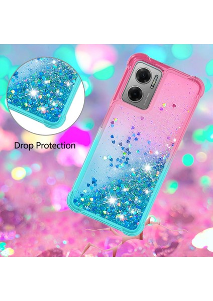 Xiaomi Poco M4 5g/redmi Için Not 11E 5g/redmi 10 5g/redmi 10 Prime+ 5g, Yb Quicksand Esnek Tpu Glitter Sparkle Telefon Kılıfı Gradyan Renk Yüzen Sıvı Quicksand Cover-Pink/sky-Mavi (Yurt Dışından) fırsatları