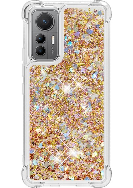 Xiaomi Için 12 Lite 5g Yumuşak Tpu Damla Geçirmez Kapak Cep Telefonu Koruyucu Kılıf Sıvı Yüzer Glitter Sequins-Altın/kalpler (Yurt Dışından) fiyatları
