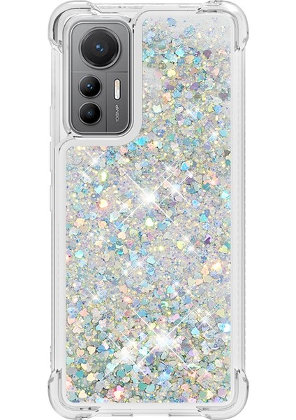 Xiaomi Için 12 Lite 5g Yumuşak Tpu Damla Geçirmez Kapak Cep Telefonu Koruyucu Kılıf Sıvı Yüzer Glitter Sequins-Silver/kalpler (Yurt Dışından) fiyatları