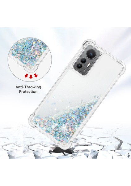 Xiaomi Için 12 Lite 5g Yumuşak Tpu Damla Geçirmez Kapak Cep Telefonu Koruyucu Kılıf Sıvı Yüzer Glitter Sequins-Silver/kalpler (Yurt Dışından) modelleri
