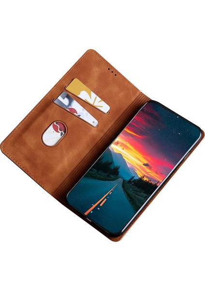 Xiaomi 12T 5g/redmi K50 Ultra 5G/12T Pro 5g Manyetik Oto Emici Telefon Standı Pu Deri Deri Touch Hisset Hisset Hissedar Kart Tutucu Işıklı Kahverengi (Yurt Dışından) fiyatları