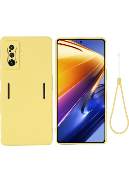 Xiaomi Için Poco F4 Gt/redmı K50 Oyun Sıvı Silikon Telefon Kılıfı Anti-Slatch Yumuşak Mikrofiber Astar Kamera Koruması Geri Kapak Sarı (Yurt Dışından)