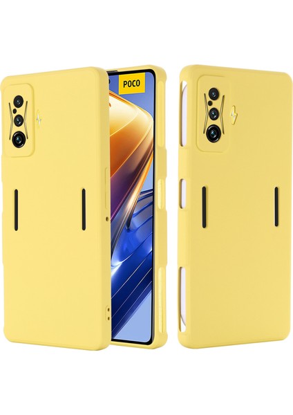 Xiaomi Için Poco F4 Gt/redmı K50 Oyun Sıvı Silikon Telefon Kılıfı Anti-Slatch Yumuşak Mikrofiber Astar Kamera Koruması Geri Kapak Sarı (Yurt Dışından)