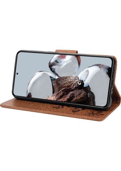 Xiaomi Için 12T 5g/redmi K50 Ultra 5g Kelebekler Çiçek Deskesi Şok Geçirmez Cüzdan Kılıfı Pu Deri Deri Stand Manyetik Kapanma Flip Folio Folio Telefon Kapak-Kahverengi (Yurt Dışından) modelleri