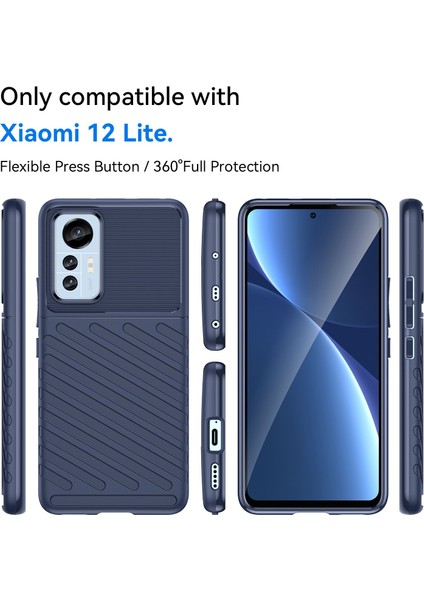 Xiaomi Için 12 Lite 5g Thunder Serisi Kalınlaştırılmış Tpu Telefon Kılıfı Twill Doku Kaymaz Arka Koruyucu Kapak-Mavi (Yurt Dışından) fiyatları