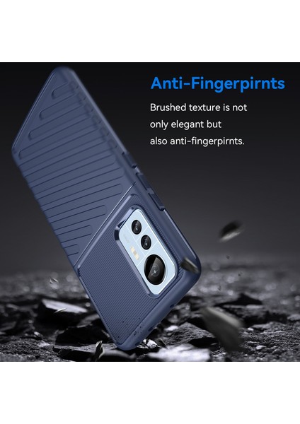 Xiaomi Için 12 Lite 5g Thunder Serisi Kalınlaştırılmış Tpu Telefon Kılıfı Twill Doku Kaymaz Arka Koruyucu Kapak-Mavi (Yurt Dışından) modelleri