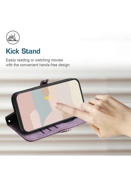 Xiaomi Redmi Için YX0020 10C 4g Eller Serbest Stand Telefon Çantası, Çift Manyetik Toka Pu Deri Deri Flip Kapak Kabuğu Strap-Light Mor ile (Yurt Dışından) modelleri