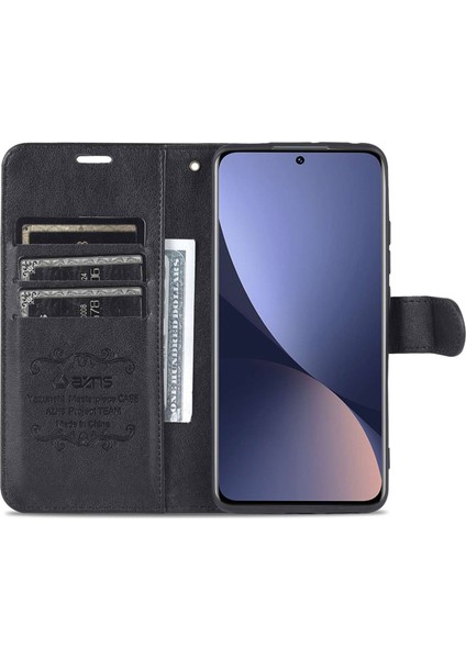 Xiaomi Için 12 Lite Dokulu Deri Cüzdan Kılıf Anti-Fall Tpu Iç Kabuk Stand Telefon Kapak Black (Yurt Dışından) fiyatları