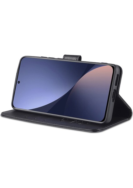 Xiaomi Için 12 Lite Dokulu Deri Cüzdan Kılıf Anti-Fall Tpu Iç Kabuk Stand Telefon Kapak Black (Yurt Dışından) modelleri