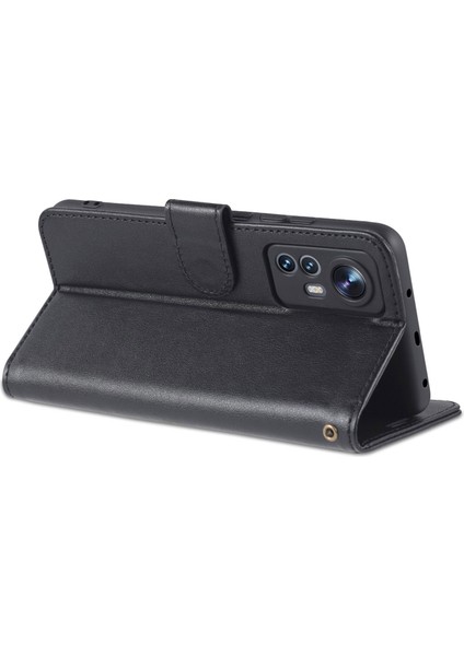 Xiaomi Için 12 Lite Dokulu Deri Cüzdan Kılıf Anti-Fall Tpu Iç Kabuk Stand Telefon Kapak Black (Yurt Dışından) fırsatları
