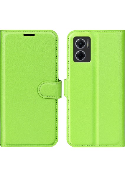 Xiaomi Redmi Için Not 11E 5g/redmi 10 5g/redmi 10 Prime+ 5g Cüzdan Stili Litchi Doku Telefon Kılıfı Pu Deri+ Tpu Çift Katman Koruma Standı Kabuk Yeşilliği (Yurt Dışından)