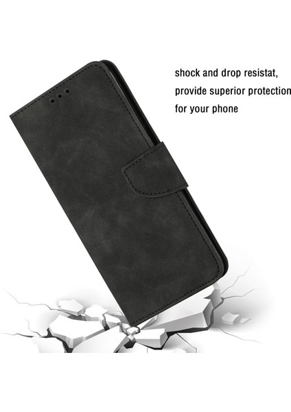 Xiaomi 12T 5G/12T Pro 5g/redmi K50 Ultra 5g Düz Renk Pu Deri Telefon Kabuğu, Cüzdan Stand Tasarım Anti-Drop Manyetik Toka Telefon Kılıfı Black (Yurt Dışından) modelleri