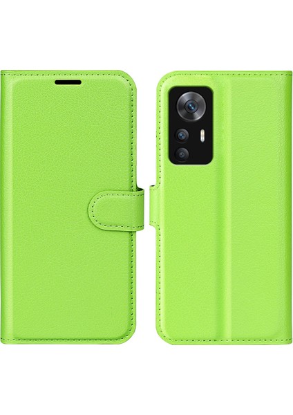 Xiaomi Için Redmi K50 Ultra 5g Çizgiye Karşı Anti-Çizelge Telefon Kapağı Litchi Doku Folio Flip Cüzdan Kılıfı Pu Deri Stand Koruyucu Kabuk Yeşili (Yurt Dışından)