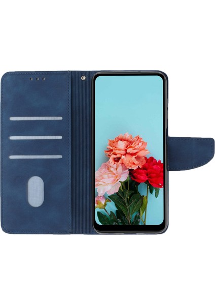 Xiaomi Için Redmi A1 4g/a2 4g Şok Geçirmez Düz Renkli Pu Deri Manyetik Telefon Kılıfı Stand Flip Cüzdan Kapağı Strap-Mavi (Yurt Dışından)