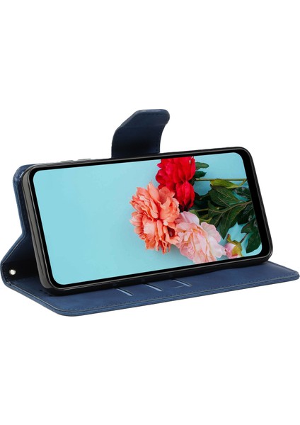 Xiaomi Için Redmi A1 4g/a2 4g Şok Geçirmez Düz Renkli Pu Deri Manyetik Telefon Kılıfı Stand Flip Cüzdan Kapağı Strap-Mavi (Yurt Dışından)