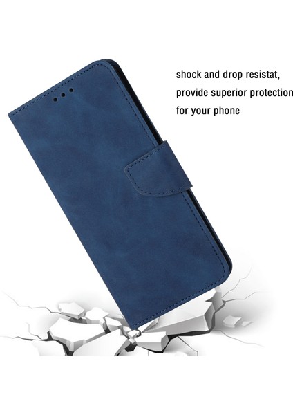 Xiaomi Için Redmi A1 4g/a2 4g Şok Geçirmez Düz Renkli Pu Deri Manyetik Telefon Kılıfı Stand Flip Cüzdan Kapağı Strap-Mavi (Yurt Dışından)