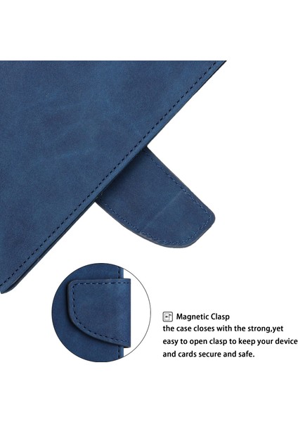 Xiaomi Için Redmi A1 4g/a2 4g Şok Geçirmez Düz Renkli Pu Deri Manyetik Telefon Kılıfı Stand Flip Cüzdan Kapağı Strap-Mavi (Yurt Dışından)
