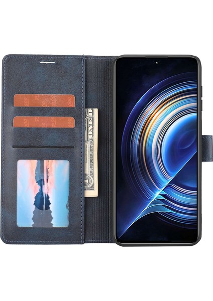 Xiaomi Için Redmi K50 5G/K50 Pro 5g Birleştirme Deri+Tpu Cep Telefon Kılıfı Stand Flip Manyetik Kabuk Cüzdan Blue (Yurt Dışından)