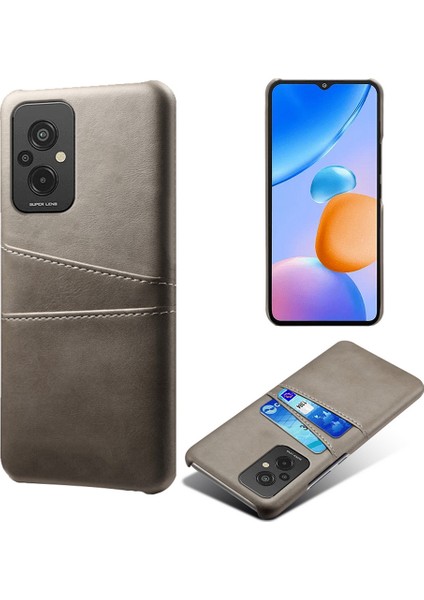 Xiaomi Redmi Için Damla Geçirmez Cep Telefonu Kapağı 11 Prime 4g Çift Kart Yuvaları Pu Deri Kaplamalı Pc Telefon Vaka-Grey (Yurt Dışından)