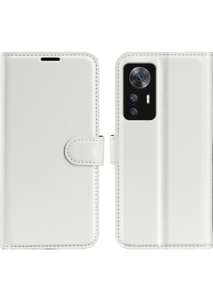 Xiaomi Için Redmi K50 Ultra 5g Anti-Çizelge Telefon Kapağı Litchi Doku Folio Flip Cüzdan Kılıf Pu Deri Stand Koruyucu Kabuk-Beyaz (Yurt Dışından)