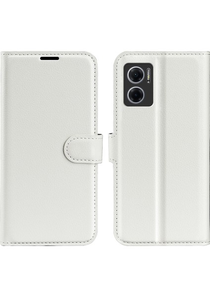 Xiaomi Redmi Için Not 11E 5g/redmi 10 5g/redmi 10 Prime+ 5g Cüzdan Stili Litchi Doku Telefon Kılıfı Pu Deri+ Tpu Çift Katman Koruma Standı Kabuk-Beyaz (Yurt Dışından)