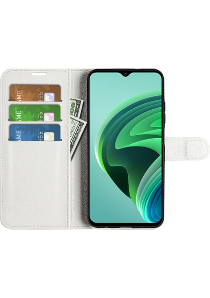 Xiaomi Redmi Için Not 11E 5g/redmi 10 5g/redmi 10 Prime+ 5g Cüzdan Stili Litchi Doku Telefon Kılıfı Pu Deri+ Tpu Çift Katman Koruma Standı Kabuk-Beyaz (Yurt Dışından)