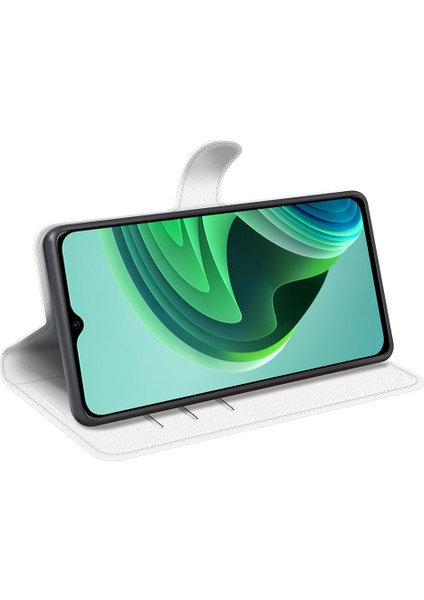 Xiaomi Redmi Için Not 11E 5g/redmi 10 5g/redmi 10 Prime+ 5g Cüzdan Stili Litchi Doku Telefon Kılıfı Pu Deri+ Tpu Çift Katman Koruma Standı Kabuk-Beyaz (Yurt Dışından)