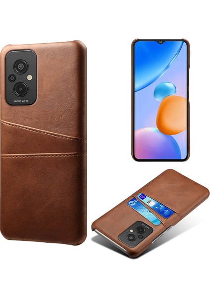 Xiaomi Redmi Için Damla Geçirmez Cep Telefonu Kapağı 11 Prime 4g Çift Kart Yuvaları Pu Deri Kaplamalı Pc Telefon Vaka-Brown (Yurt Dışından)