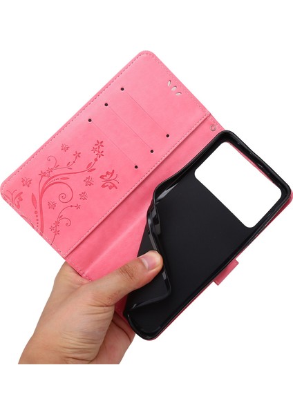 Kelebek Çiçek Baskısı Cüzdan Deri Kılıfı Xiaomi Poco X4 Pro 5g, Manyetik Toka Tasarım Telefon Kabuğu Aksesuarı Stand-Pink ile (Yurt Dışından) indirimleri