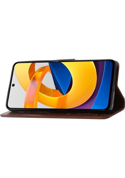 Kelebek Çiçek Baskısı Cüzdan Deri Kılıfı Xiaomi Poco X4 Pro 5g, Manyetik Kıta Tasarım Telefon Kabuğu Aksesuarı Stand-Brown (Yurt Dışından) modelleri