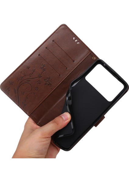 Kelebek Çiçek Baskısı Cüzdan Deri Kılıfı Xiaomi Poco X4 Pro 5g, Manyetik Kıta Tasarım Telefon Kabuğu Aksesuarı Stand-Brown (Yurt Dışından) indirimleri