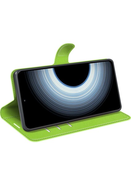 Xiaomi Için Redmi K50 Ultra 5g Çizgiye Karşı Anti-Çizelge Telefon Kapağı Litchi Doku Folio Flip Cüzdan Kılıfı Pu Deri Stand Koruyucu Kabuk Yeşili (Yurt Dışından) modelleri