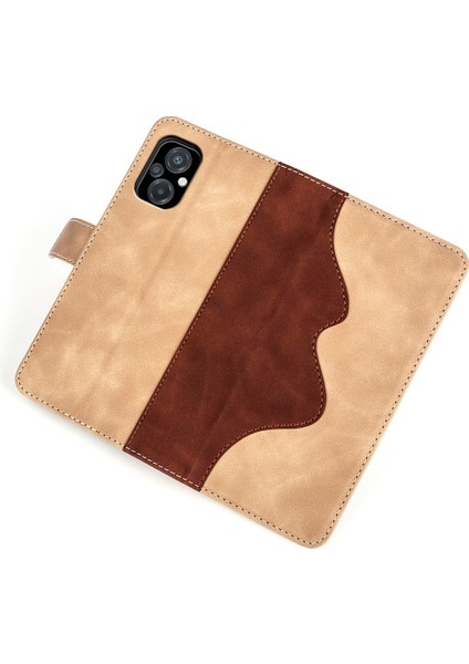 Xiaomi Poco M5 Için 4g Pu Deri Renk Ekleme Telefon Kılıf Stand Cüzdan Folio Flip Anti-Drop Iç Tpu Cover-Sarı (Yurt Dışından)
