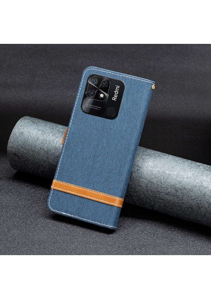 Xiaomi Redmi Için 10C Manyetik Kot Pantolon Doku Folio Folio Flip Standı Renk Ekleme Pu Deri Cüzdan Çok Yönlü Koruma Telefon Kapak Navy Mavi (Yurt Dışından) indirimleri