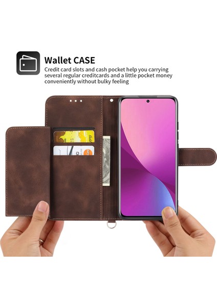 Xiaomi Için 12 Lite 5g Baskılı Çiçekler Cilt Touch Stand Cüzdan Telefon Kılıfı Pu Deri Stand Çok Kart Yuvası Bilek Kayışı ve Omuz Kayış-Kahverengi Kapak Kapağı (Yurt Dışından) indirimleri