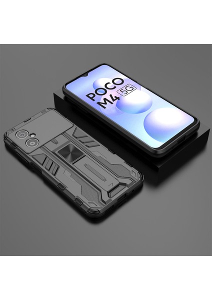 Xiaomi Poco M4 Için 5g Ağır Dereceli Giyim Anti-Giyim Önleyici Pc Yumuşak Tpu Sağlam Hibrit Kasa Kickstand Özelliği Koruyucu Kabuk Black (Yurt Dışından) indirimleri