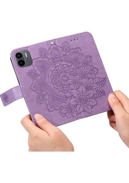 Xiaomi Için Redmi A1 4g/a2 4g Çiçek Baskı Pu Deri Kılıf Stand Stand Anti Drop Telefon Cüzdan Kapağı Strap-Purple (Yurt Dışından) indirimleri