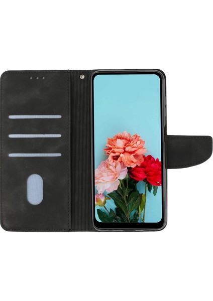 Xiaomi Için Redmi A1 4g/a2 4g Şok Geçirmez Düz Renkli Pu Deri Manyetik Telefon Kılıfı Stand Flip Cüzdan Kapağı Strap-Black (Yurt Dışından)