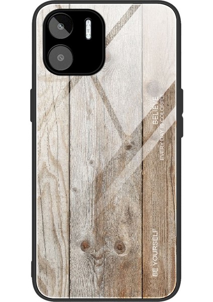 Xiaomi Redmi A1 4g/a2 4g Ahşap Desen Çizgiye Dönüş Anti Anti Anti Anti Cam+Tpu Hibrid Case-Grey (Yurt Dışından)