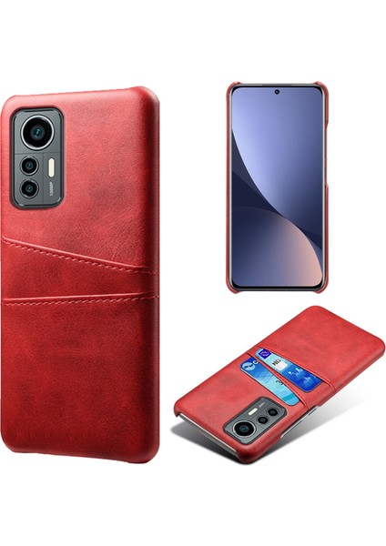 Xiaomi Için 12 Lite 5g Çift Kart Yuvalı Pu Deri Kaplamalı Sabit Pc Ön Kara Çizelge Kabuk Kırmızısı (Yurt Dışından)