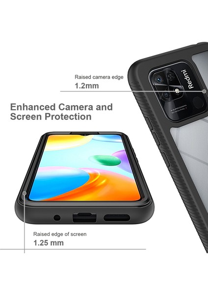 Xiaomi Redmi 10C Için Pc+Tpu Hibrit Kılıf, Pet Ekranı Koruyucu-Dark Mavi ile Tam Kaplama Giyim Dayanıklı 3'ü 1 Arası Cep Telefon Kabuğu (Yurt Dışından)