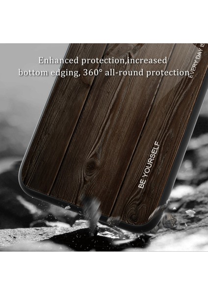 Xiaomi Redmi A1 4g/a2 4g Ahşap Desen Çizgiye Döküm Anti Anti Anti Anti Anti Cam+Tpu Hibrid Case-Wine Kırmızı (Yurt Dışından)