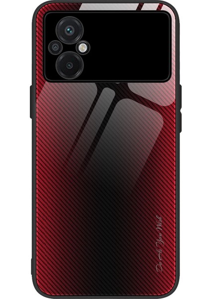 Xiaomi Poco M5 Için 4g Temperli Cam+Tpu Karbon Fiber Doku Telefon Kılıfı Koruyucu Arka Kapak-Kırmızı (Yurt Dışından)