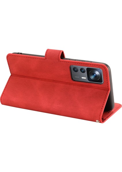 Xiaomi 12T 5G/12T Pro 5g/redmi K50 Ultra 5g Pu Deri+Tpu Şok Geçirmez Cüzdan Kapağı Folio Flip Stant Stand Telefon Kılıfı Strap-Red ile (Yurt Dışından) fırsatları
