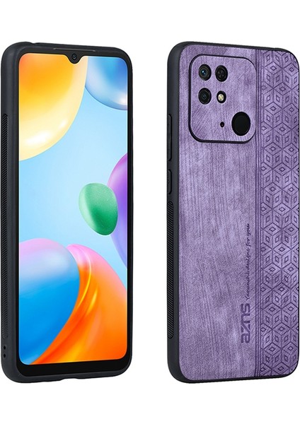Xiaomi Redmi 10C 4g Anti-Slip Yan Telefon Kılıfı Için Baskılı Pu Deri Kaplamalı Tpu Anti-Çizelge Arka Kapak Morası (Yurt Dışından)